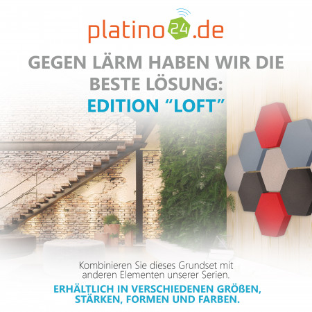 Edition LOFT Honeycomb - 9 Absorber aus Basotect ® - Farbe: Platinum + Anthracite + Scandic + Red Pepper