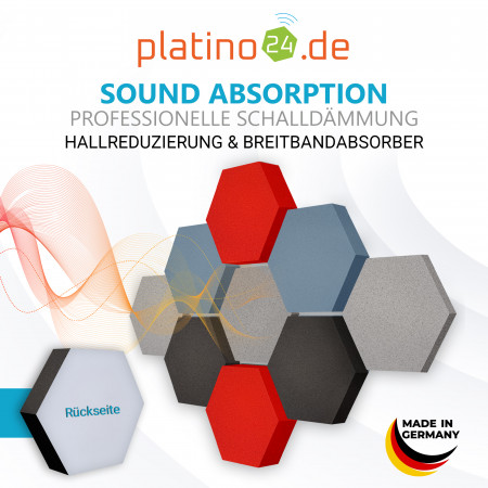 Edition LOFT Honeycomb - 9 Absorber aus Basotect ® - Farbe: Platinum + Anthracite + Scandic + Red Pepper