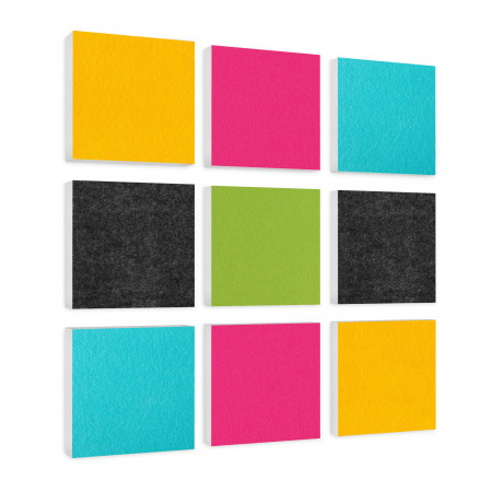 Wall objects squares 9-pcs. sound insulation made of Basotect ® G+ / sound absorber - elements - Set 34