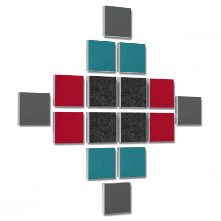 Wall objects squares 16-pcs. sound insulation made of Basotect ® G+ / sound absorber - elements - Set 35