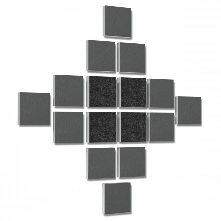 Wandbild Quadrate 16-tlg. Schalldämmung aus Basotect ® G+ / Schallabsorber - Elemente - Set 38
