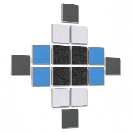 Wall objects squares 16-pcs. sound insulation made of Basotect ® G+ / sound absorber - elements - Set 41