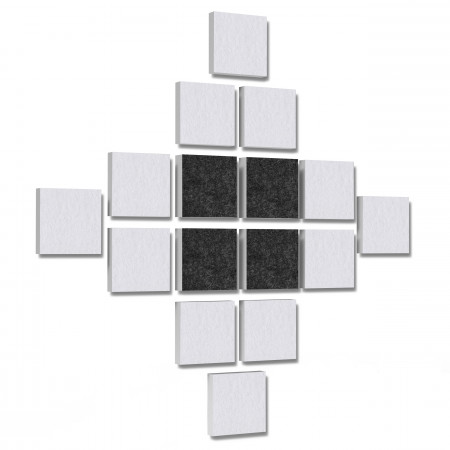 Wall objects squares 16-pcs. sound insulation made of Basotect ® G+ / sound absorber - elements - Set 52