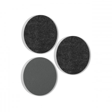 3 Acoustic sound absorbers made of Basotect ® G+ / Circle anthracite + granite grey