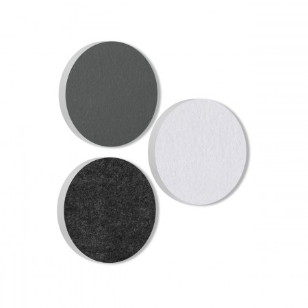 3 Acoustic sound absorbers made of Basotect ® G+ / Circle granite grey + white + anthracite