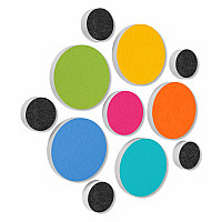 11 Acoustic sound absorbers made of Basotect ® G+ / Circle Multicolour Set 01