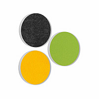 3 Akustik Schallabsorber aus Basotect ® G+ / Kreis Anthrazit + Hellgrün + Sonnengelb