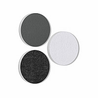 3 Akustik Schallabsorber aus Basotect ® G+ / Kreis Granitgrau + Weiß + Anthrazit