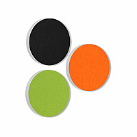 3 Acoustic sound absorbers made of Basotect ® G+ / Circle black + orange + light green