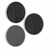 3 Acoustic sound absorbers made of Basotect ® G+ / Circle anthracite + granite grey