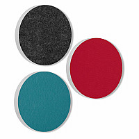 3 Acoustic sound absorbers made of Basotect ® G+ / Circle anthracite + bordeaux + petrol