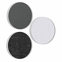 3 Acoustic sound absorbers made of Basotect ® G+ / Circle granite grey + white + anthracite