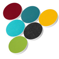 6 Acoustic sound absorbers made of Basotect ® G+ / Circle Multicolour Set 13